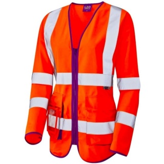 Leo Workwear SL12-O Beaworthy Ladies Long Sleeve Superior Hi Vis Vest Orange